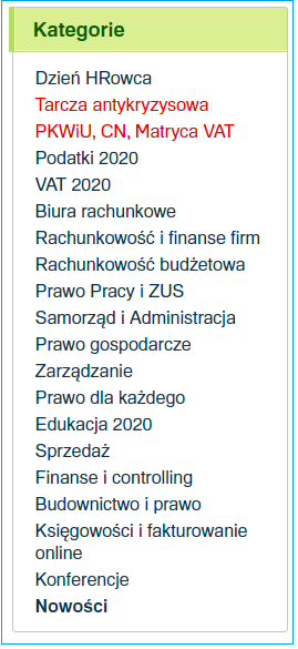 menu boczne